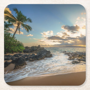 Dessous-de-verre Carré En Papier Crique de la plage   Makena de Makena