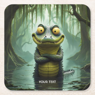 Dessous-de-verre Carré En Papier Crocodile de la forêt de marécages mignons Imagina