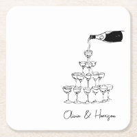 Croquis Tour Champagne Nom personnalisé Mariage