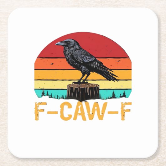 Dessous-de-verre Carré En Papier Crow, F-Caw-F Funny Bird Retro Classic (Devant)