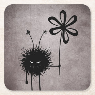 Dessous-de-verre Carré En Papier Cru mauvais d'insecte de fleur