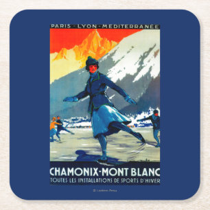 Dessous-de-verre Carré En Papier Cru PosterEurope de Chamonix-Mont Blanc