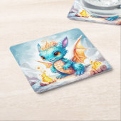Dessous-de-verre Carré En Papier Crystalized Cute Baby Blue Dragon-68799 (Incliné)