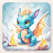 Dessous-de-verre Carré En Papier Crystalized Cute Baby Blue Dragon-68799 (Devant)