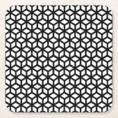 Dessous-de-verre Carré En Papier Cube Noir Et Blanc Motif (Devant)
