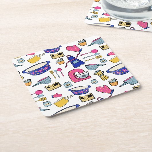 Dessous-de-verre Carré En Papier Cuisine Lumineuse Ustensiles Cuisinier Cuisinier (Incliné)