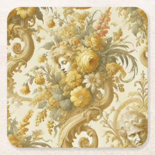 Dessous-de-verre Carré En Papier Culte d'or - Coussin floral baroque