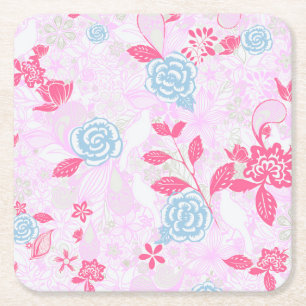 Dessous-de-verre Carré En Papier Curieux motif floral pastel coloré