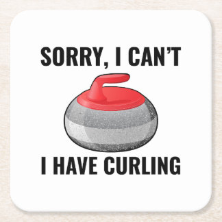 Dessous-de-verre Carré En Papier Curling en pierre hiver Curler sport glace