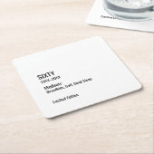 Dessous-de-verre Carré En Papier Custom 60th Birthday Funny Museum Label Chic (Incliné)