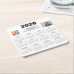 Dessous-de-verre Carré En Papier Custom Business Logo 2026 Company Calendar<br><div class="desc">This modern business calendar paper coaster is custom made with your professional company name under the the agent name in chic typography. These minimalist black and white calendars feature your logo on one side and personalized photo on the other. Contemporary marketing tools for a corporation in 2026. The weeks start...</div>