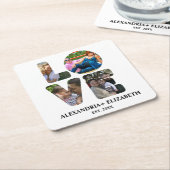 Dessous-de-verre Carré En Papier Custom modern love 4 photo collage pour couples (Incliné)