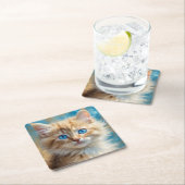 Dessous-de-verre Carré En Papier Cute Adorable Chat-37823 (En situation)