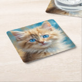 Dessous-de-verre Carré En Papier Cute Adorable Chat-37823 (Incliné)