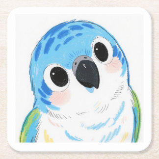 Dessous-de-verre Carré En Papier Cute Blue Parrot Dessous de verre en plastique dur