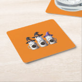 Dessous-de-verre Carré En Papier Cute Boo-Jee Ghost à Halloween (Incliné)