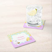 Dessous-de-verre Carré En Papier Cute Bunny Easter Egg Hunt (En situation)