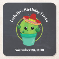 Cute Cactus dans un Sombrero sur tableau noir