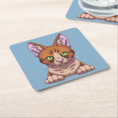 Dessous-de-verre Carré En Papier Cute chat (Incliné)