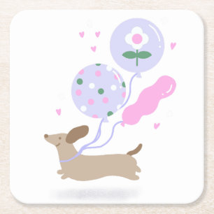 Dessous-de-verre Carré En Papier Cute Dachshund Weiner Amoureux des chiens Party ro