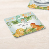 Dessous-de-verre Carré En Papier Cute Dinosaur Aquarelle Folithier Fête Anniversair (Incliné)