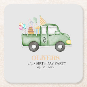 Dessous-de-verre Carré En Papier Cute Dusky Green N'importe quel âge fête d'anniver