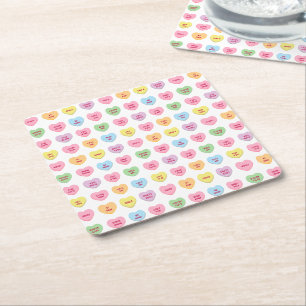 Dessous-de-verre Carré En Papier Cute girly amusant conversation bonbons coeur moti