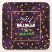 Dessous-de-verre Carré En Papier Cute Halloween Jack o Lanterns Bokeh Motif (Devant)