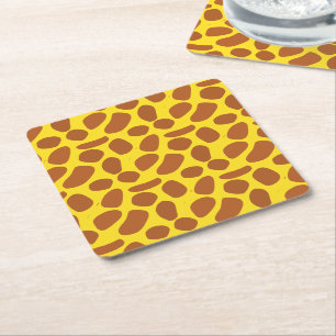 Dessous-de-verre Carré En Papier Cute jaune girafe peau douce motif