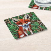 Dessous-de-verre Carré En Papier Cute Little Wilderness Fox (Incliné)