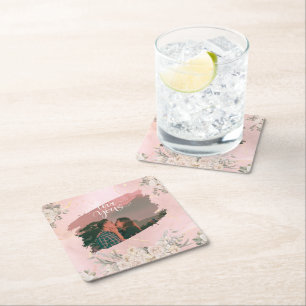 Dessous-de-verre Carré En Papier Cute Lote You Photo Personnalisée Pour Couple Rose