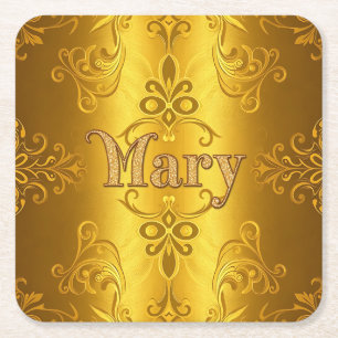 Dessous-de-verre Carré En Papier Cute Mary Nom Dessous de verre Gold Foil