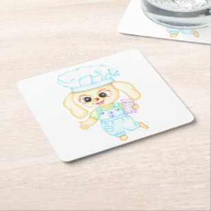 Dessous-de-verre Carré En Papier Cute Petit boulanger