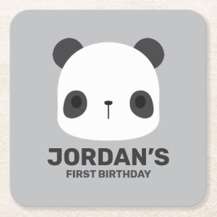 Dessous-de-verre Carré En Papier Cute petit ours Panda avec nom personnalisé
