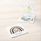 Dessous-de-verre Carré En Papier Cute Rainbow Leopard Motif (En situation)