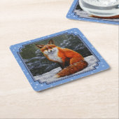 Dessous-de-verre Carré En Papier Cute Red Fox in Winter Snow (Incliné)