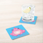 Dessous-de-verre Carré En Papier Cute rose Unicorne Frog (En situation)