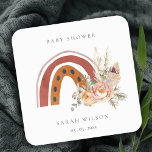 Dessous-de-verre Carré En Papier Cute rouille Orange Boho Floral Baby shower arc-en<br><div class="desc">Si vous avez besoin d'une personnalisation supplémentaire,  n'hésitez pas à m'envoyer un message sur yellowfebstudio@gmail.com .</div>