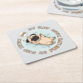 Dessous-de-verre Carré En Papier Cute Sleeping Pug Paper Coaster | Eat Sleep Repeat (Incliné)