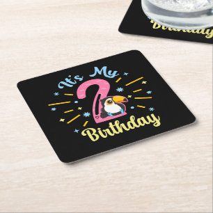 Dessous-de-verre Carré En Papier Cute Toucan 2e anniversaire 2 année fille de naiss
