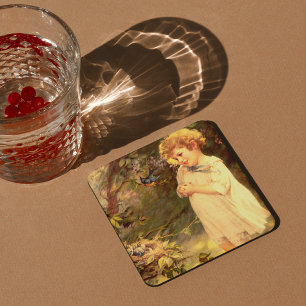 Dessous-de-verre Carré En Papier Cutie victorien avec des oiseaux