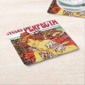 Dessous-de-verre Carré En Papier Cycles Perfecta, Mucha (Incliné)