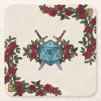 D20 Roses Monogramme RPG Mariage