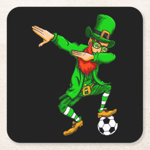 Dessous-de-verre Carré En Papier Dabbing St. Patricks Day Leprechaun Soccer