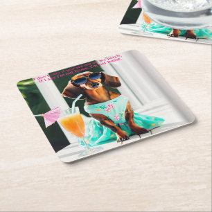 Dessous-de-verre Carré En Papier Dachshund Party Southern Boire Coasters