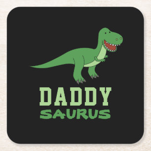 Dessous-de-verre Carré En Papier Daddysaurus Dinosaur T-Rex Dino Papa Fête des père