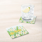 Dessous-de-verre Carré En Papier Daffodiques de printemps (En situation)