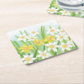 Dessous-de-verre Carré En Papier Daffodiques de printemps (Incliné)