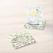 Dessous-de-verre Carré En Papier Dahlia flower paper coaster set (En situation)