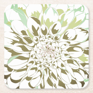 Dessous-de-verre Carré En Papier Dahlia flower paper coaster set